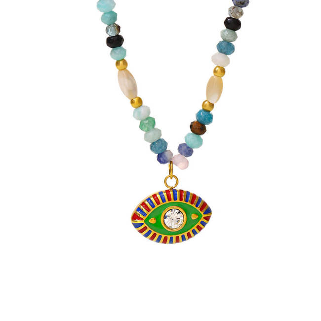 Wholesale Devil's Eye Natural Stone Beaded Necklace