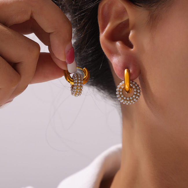 Wholesale Stainless Steel Pave Interlock Hoops with CZ
