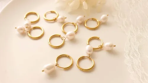 Wholesale Stainless Steel Hoop Earring with Pearl