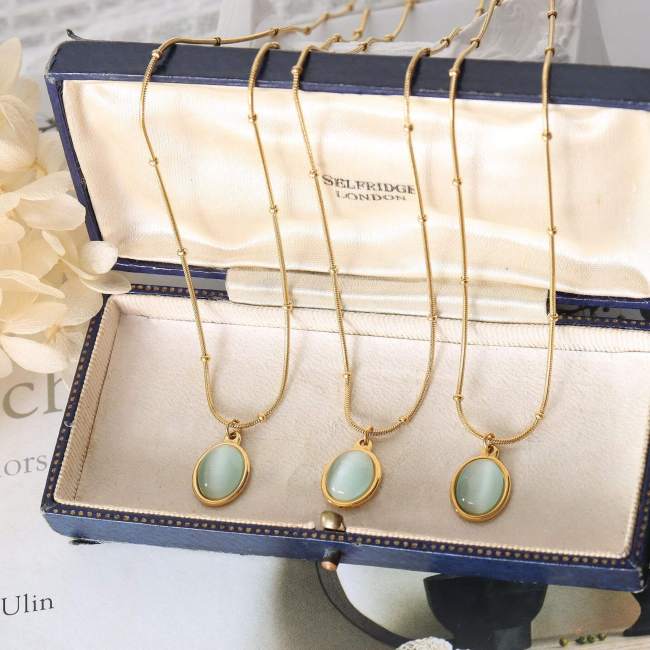 Wholesale Stainless Steel Cat's Eye Oval Pendant