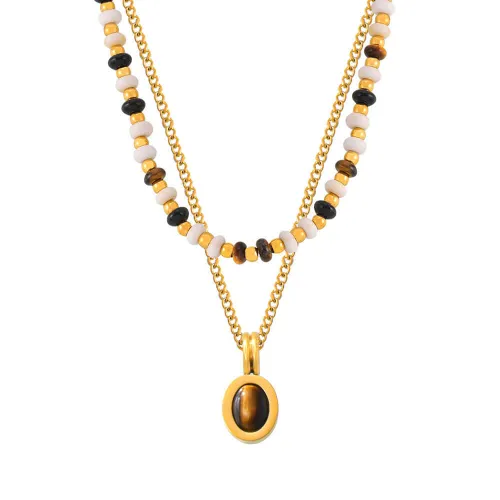 Wholesale Natural Stone Beads Stacking Chain Necklace