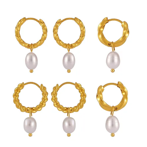 Wholesale Stainless Steel Hoop Earring with Pearl