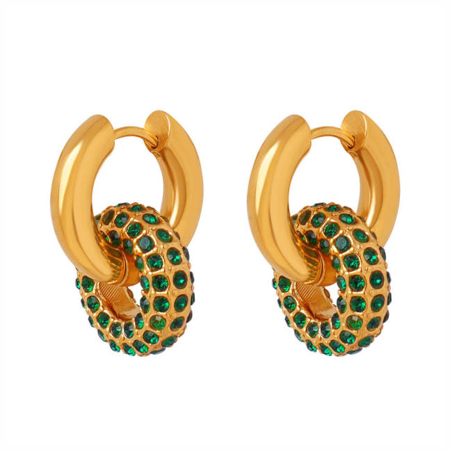 Wholesale Stainless Steel Pave Interlock Hoops with CZ