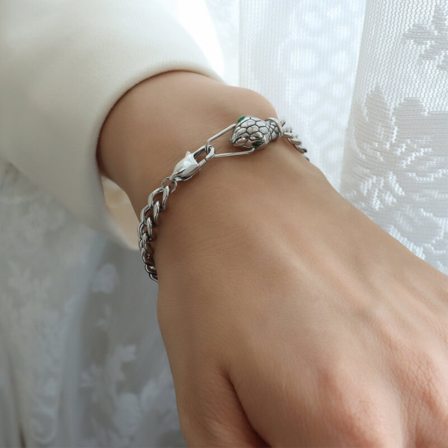 Wholesale Stainless Steel Snakehead Zirconia Eye Bracelet