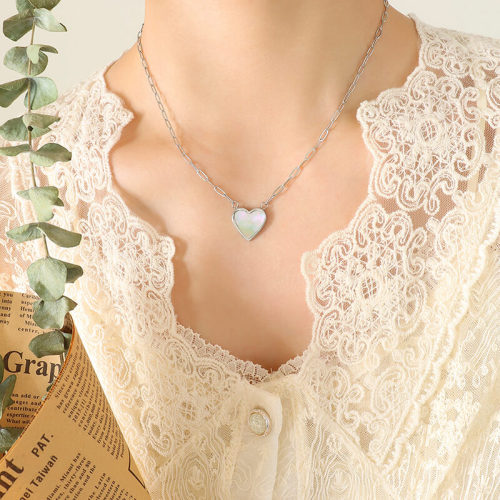 Wholesale Stainless Steel Sea Shell Heart Necklace