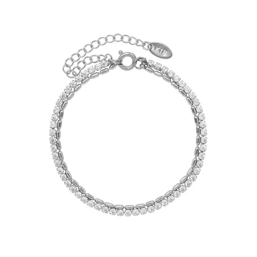 Wholesale Stainless Steel Zirconia Double Layer Bracelet