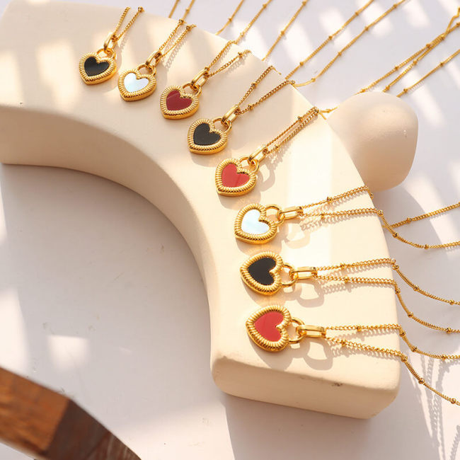 Wholesale Stainless Steel Double-sided Heart Necklace