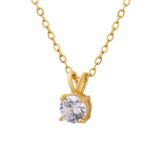 Wholesale Stainless Steel Single CZ Pendant Necklace