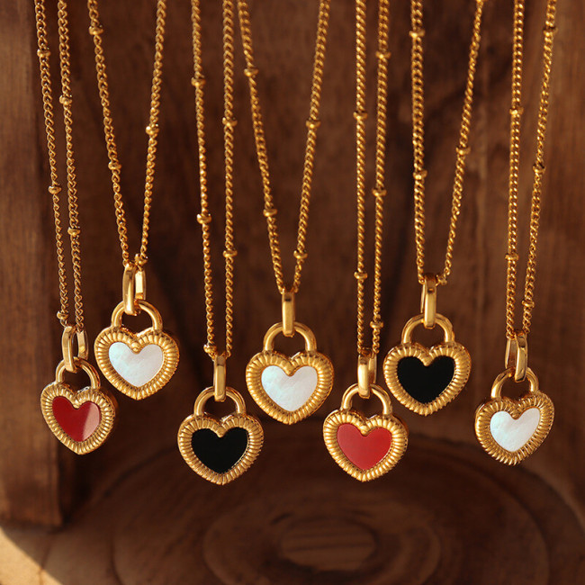 Wholesale Stainless Steel Double-sided Heart Necklace