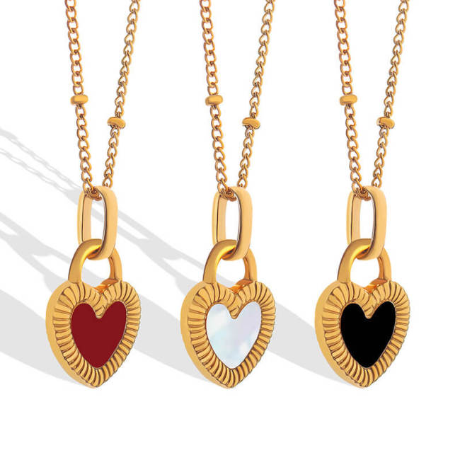 Wholesale Stainless Steel Double-sided Heart Necklace