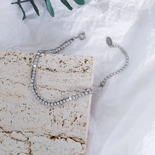 Wholesale Stainless Steel Zirconia Double Layer Bracelet
