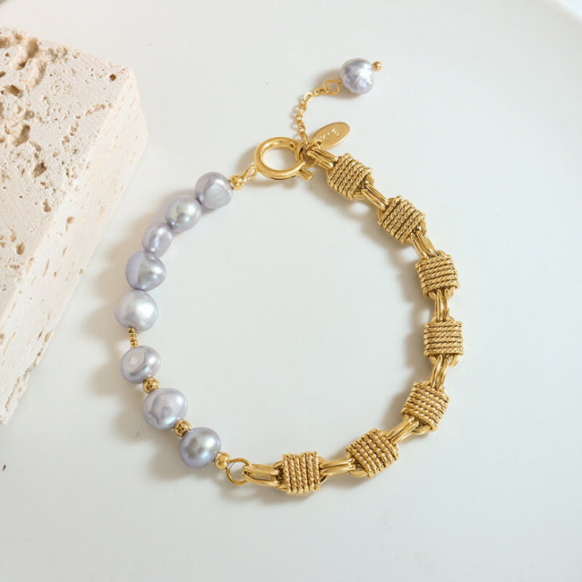 Wholesale Brass Chain and Pearl Bracelet
