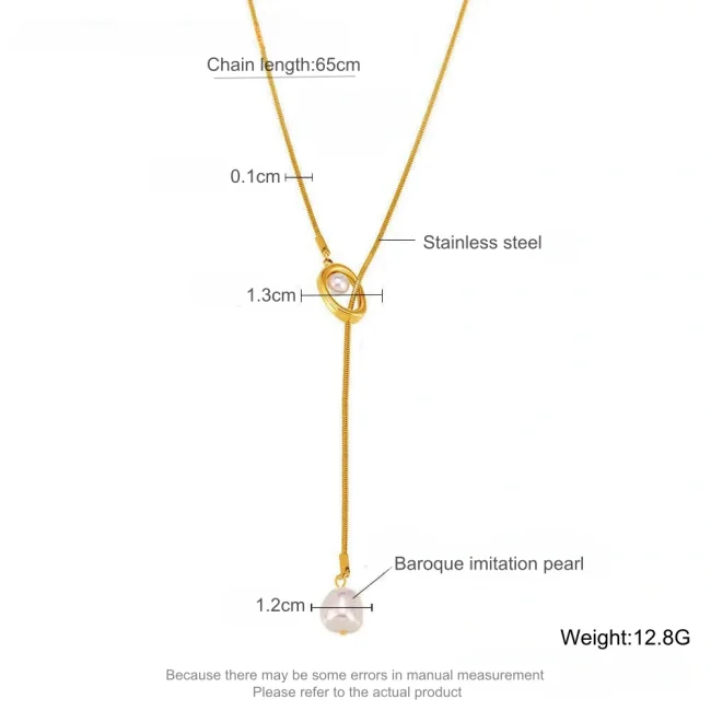 Wholesale Stainless Steel Imitation Pearl Sweater Chain
