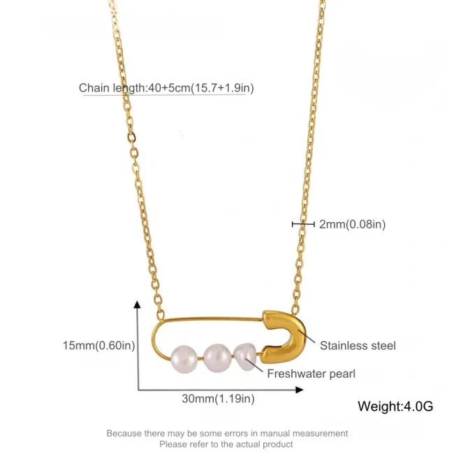 Wholesale Stainless Steel Pin Necklace with Pearl
