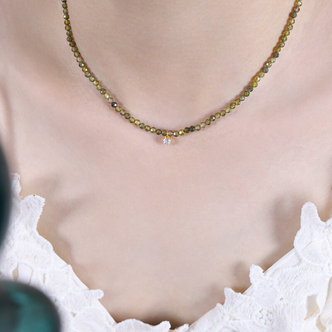 Wholesale Stainless Steel Green Minimalist Necklace