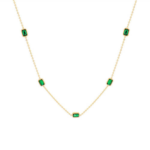 Wholesale Stainless Steel Emerald Zirconia Necklace