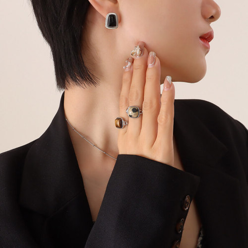 Wholesale Steel Cat's Eye Necklace Earrings Set
