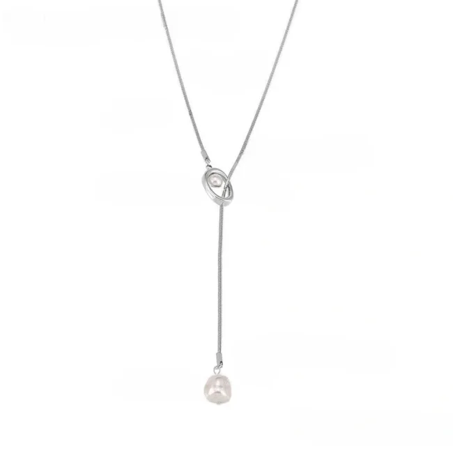 Wholesale Stainless Steel Imitation Pearl Sweater Chain