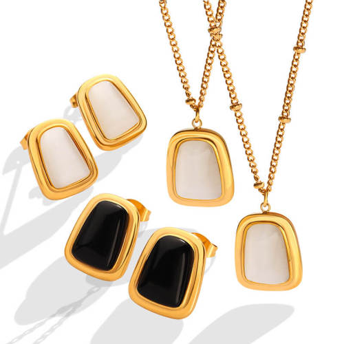 Wholesale Steel Cat's Eye Necklace Earrings Set