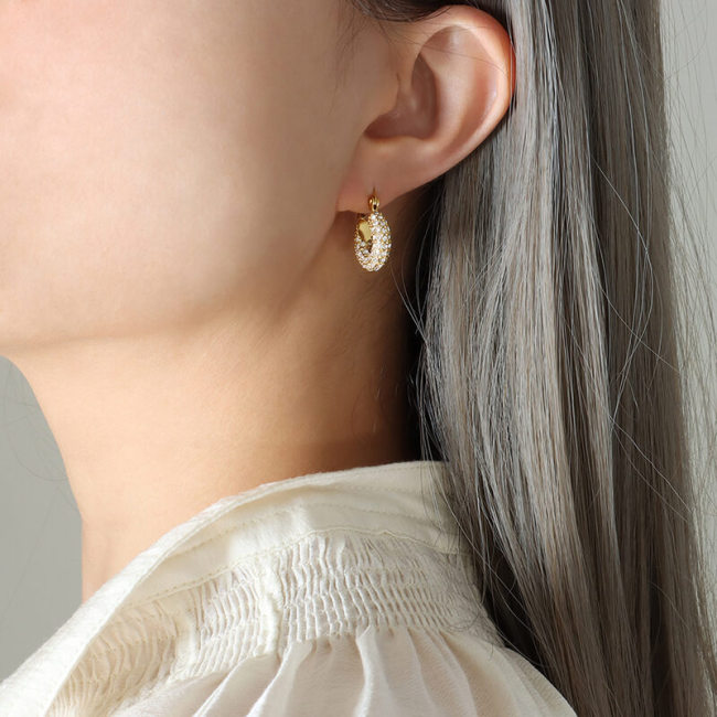 Wholesale Stainless Steel Full CZ Earring