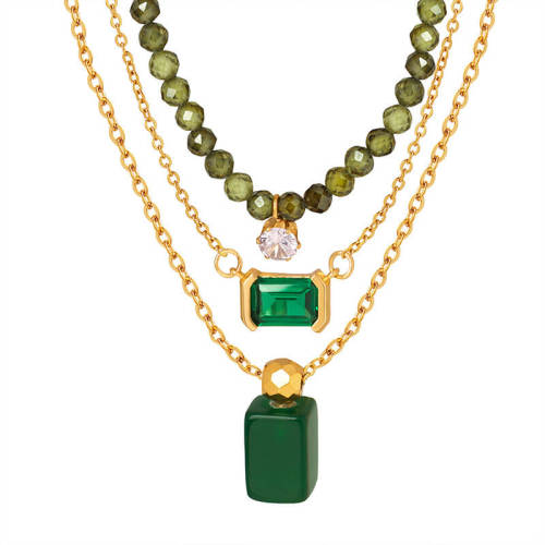 Wholesale Stainless Steel Green Minimalist Necklace