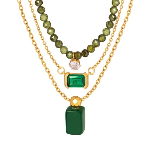 Wholesale Stainless Steel Green Minimalist Necklace