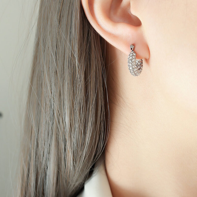 Wholesale Stainless Steel Full CZ Earring