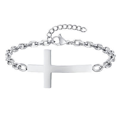 Wholesale Stainless Steel Curved Cross Bracelet