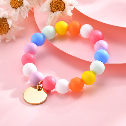 Wholesale Silicone Beaded Stainless Steel Tag Bracelet