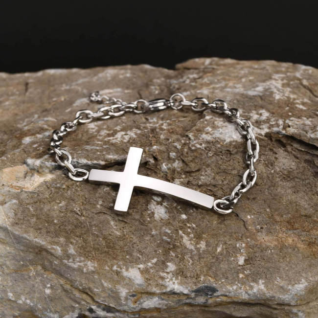 Wholesale Stainless Steel Curved Cross Bracelet