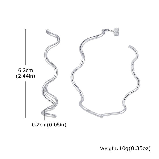 Wholesale Stainless Steel Wave Large Earrings
