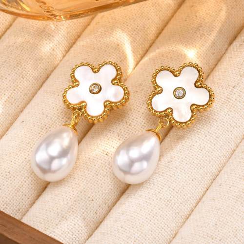Wholesale Stainless Steel Zirconia Pearl Earrings