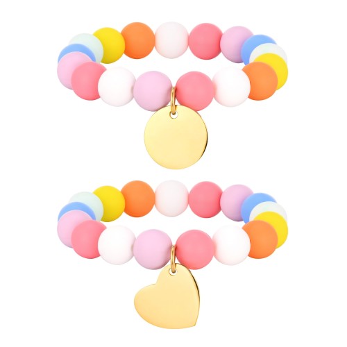 Wholesale Silicone Beaded Stainless Steel Tag Bracelet