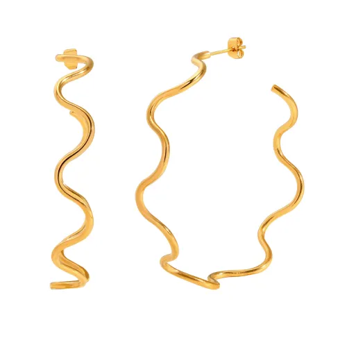 Wholesale Stainless Steel Wave Large Earrings