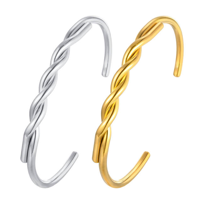Wholesale Stainless Steel Twist Open Bangle