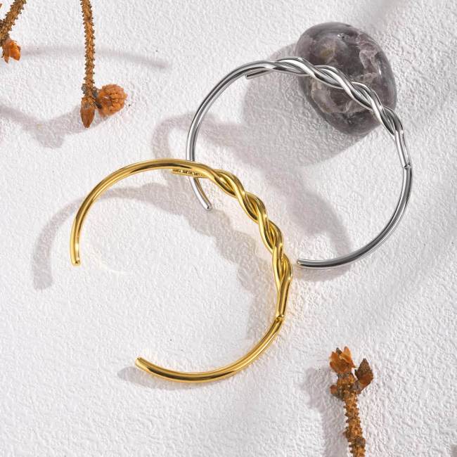 Wholesale Stainless Steel Twist Open Bangle