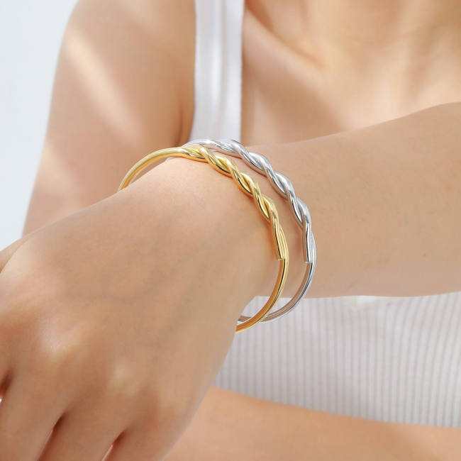 Wholesale Stainless Steel Twist Open Bangle