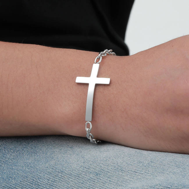 Wholesale Stainless Steel Curved Cross Bracelet