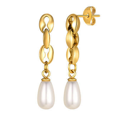 Wholesale Stainless Steel Chain Pearl Earrings