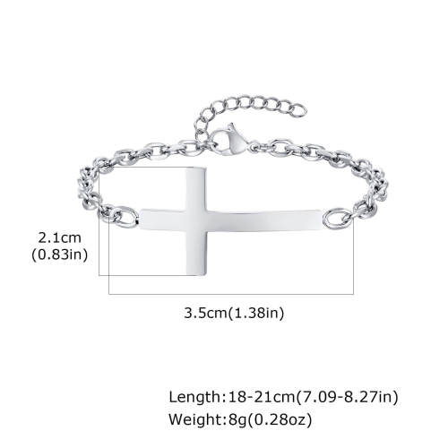 Wholesale Stainless Steel Curved Cross Bracelet