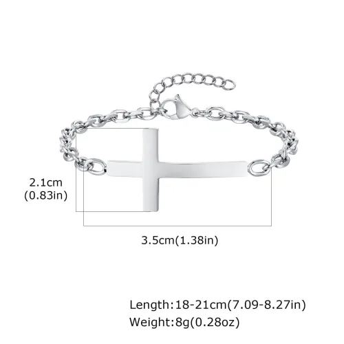 Wholesale Stainless Steel Curved Cross Bracelet
