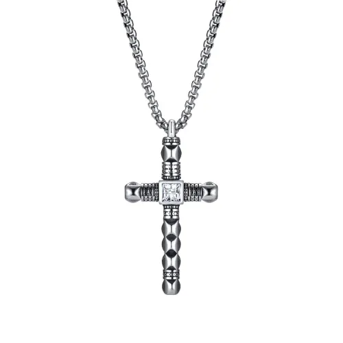 Wholesale Stainless Steel White Zircon Cross