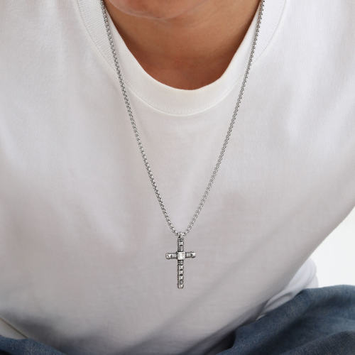 Wholesale Stainless Steel White Zircon Cross