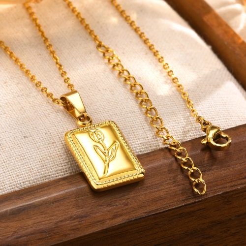 Wholesale Stainless Steel Tulip Square Pendant