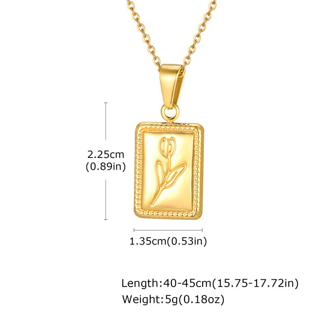 Wholesale Stainless Steel Tulip Square Pendant
