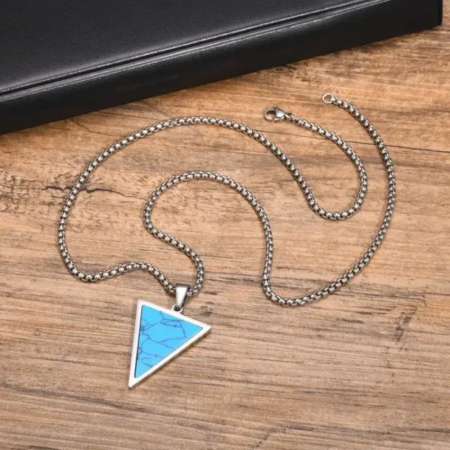 Wholesale Stainless Steel Triangle Turquoise Pendant