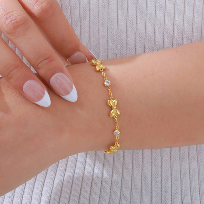 Wholesale Stainless Steel Ribbon Zirconia Bracelet
