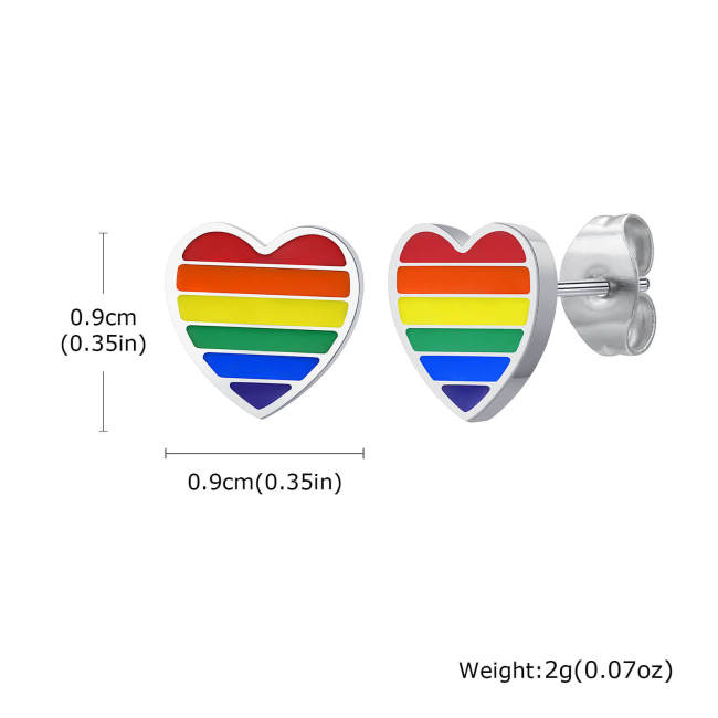 Wholesale Stainless Steel Rainbow Heart Earrings
