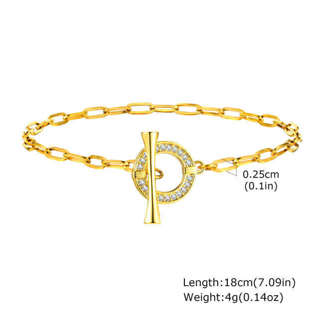 Wholesale Stainless Steel Chain Copper Heart Bracelet
