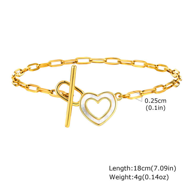 Wholesale Stainless Steel Chain Copper Heart Bracelet